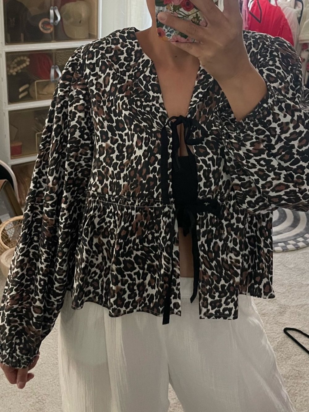 FREE PEOPLE Leopard Print Tie-Front Peplum Blouse- tags attached!